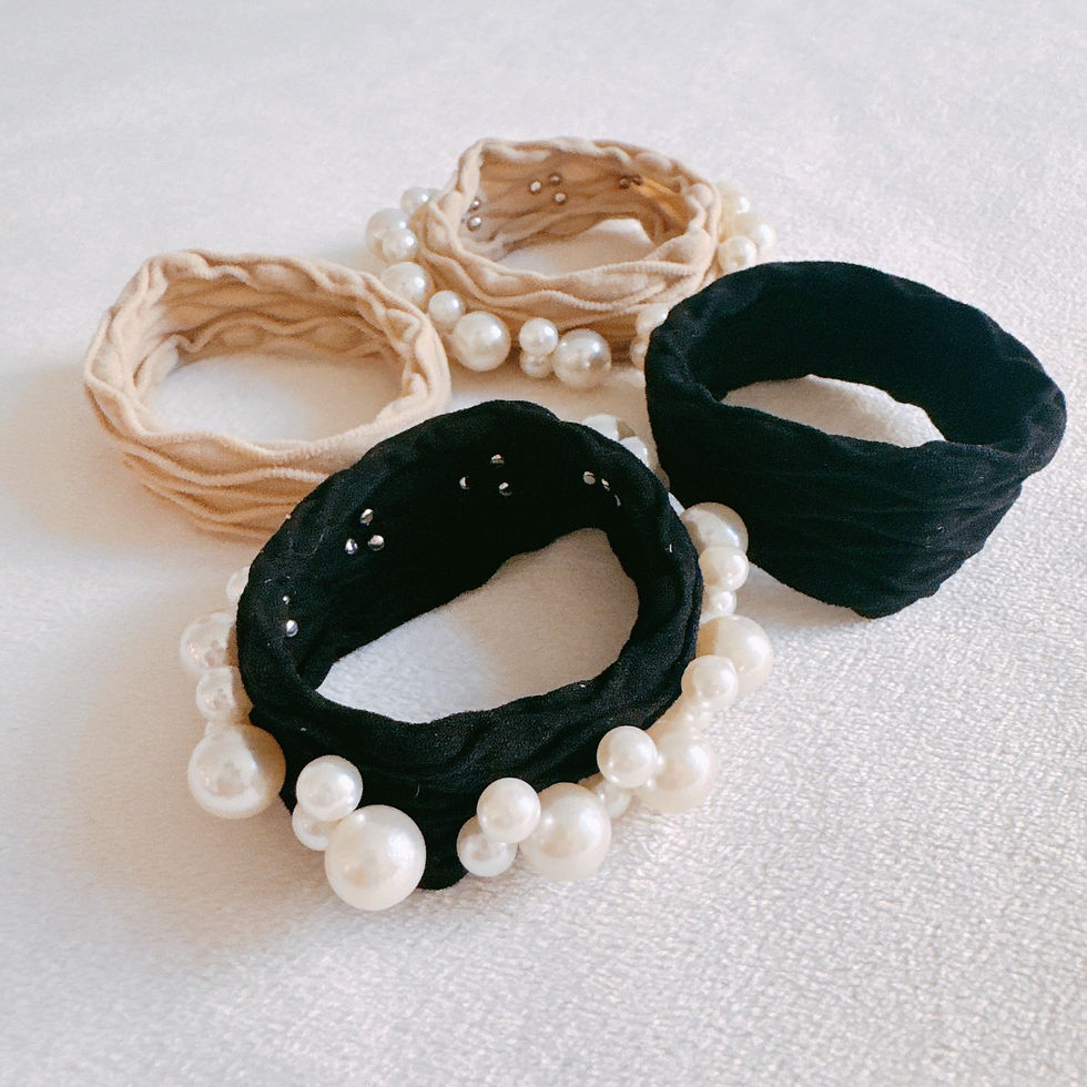Thumbnail: Pearls and Solid Hair Ties Set of 4