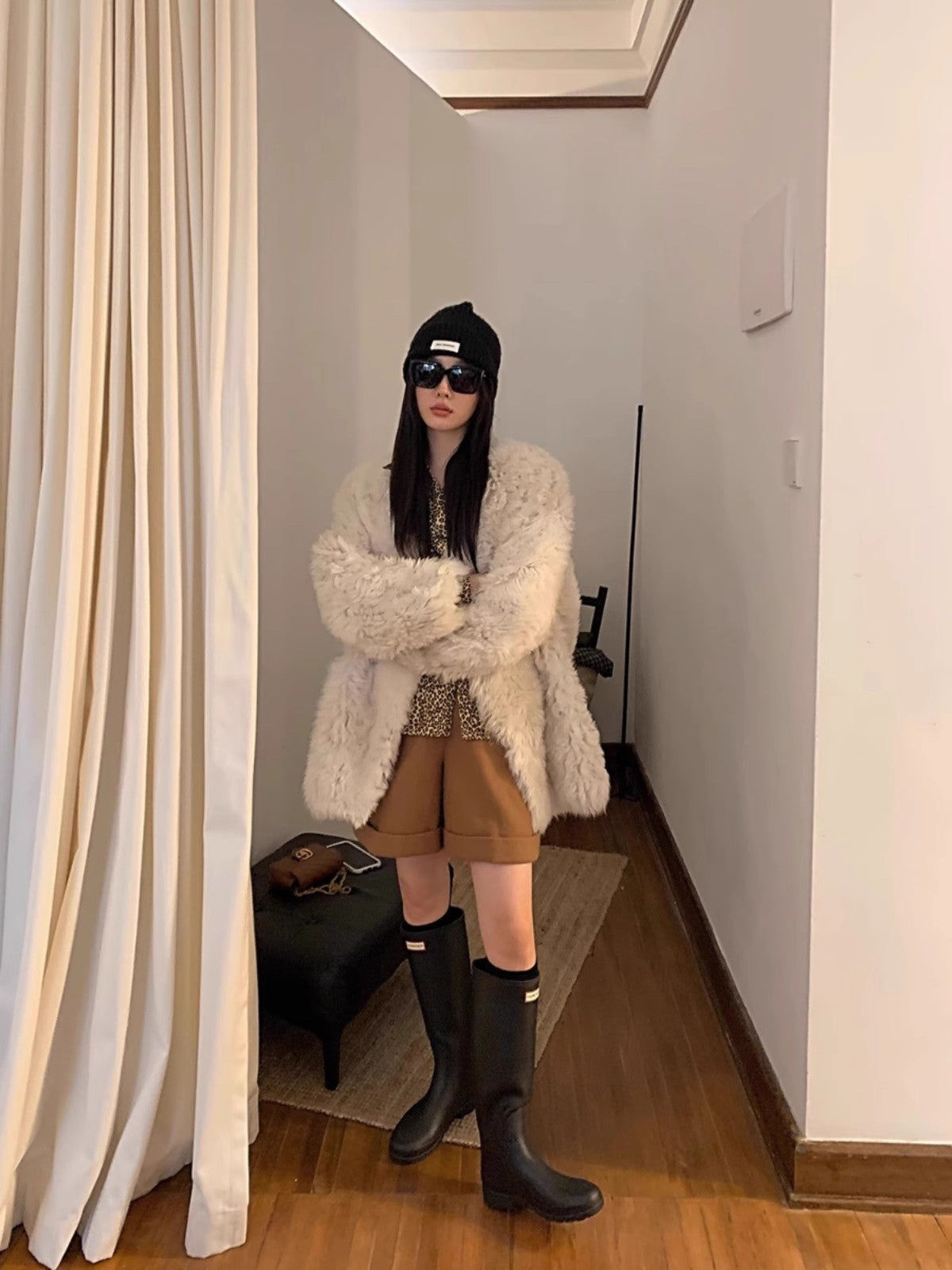 Peach Oolong Tuscan Sheepskin Coat Winter