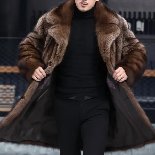 Thumbnail: Mens Warm Faux Fur Coat