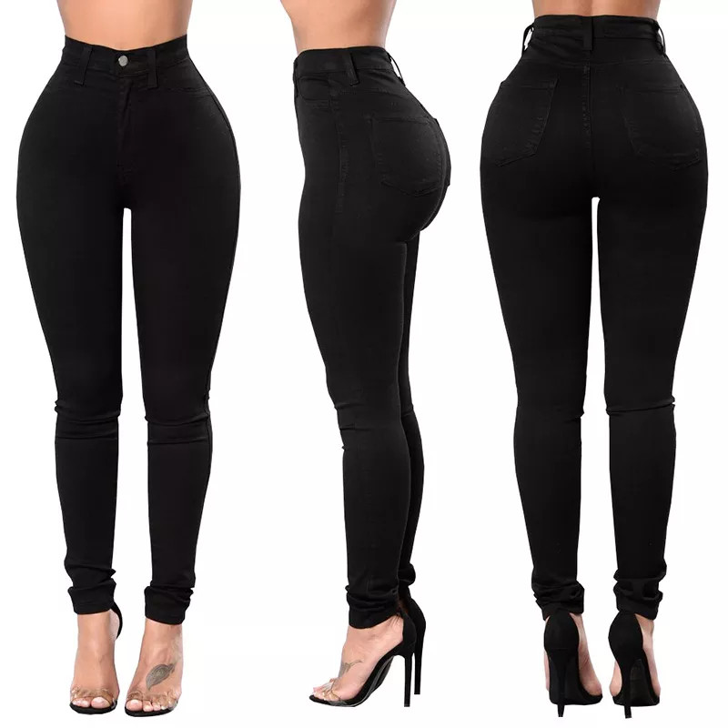 Stylish high waist black and white Summer Trousers with a slim fit and bleach wash detail.