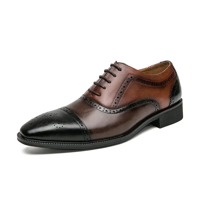 Thumbnail: Handmade Tri-Colored Leather Oxford Dress Shoes