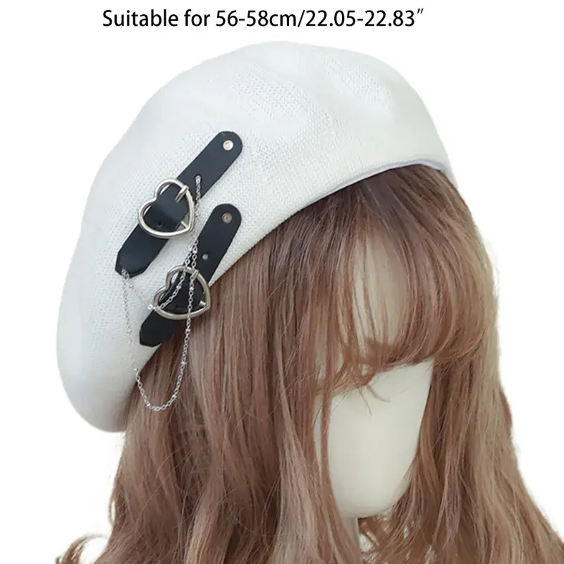 Thumbnail: Lolita Girls Heart Buckle Beanie