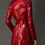 Thumbnail: Long Red Crocodile Print Leather Trench Coat