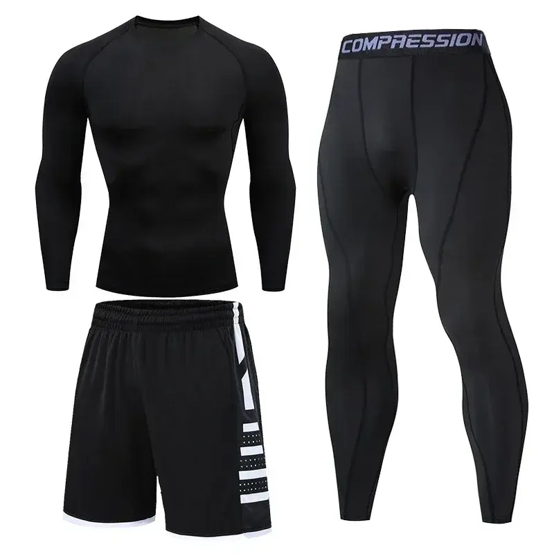 Thumbnail: Men's Running Tracksuit Training Fitness Sportswear Set Compression