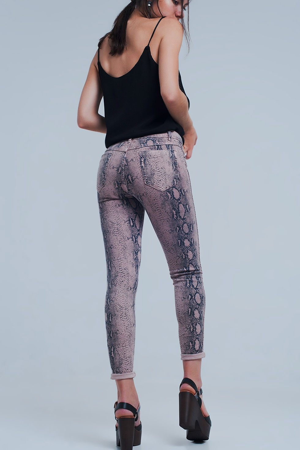 Thumbnail: Reversible Animal Print Pink Jeans