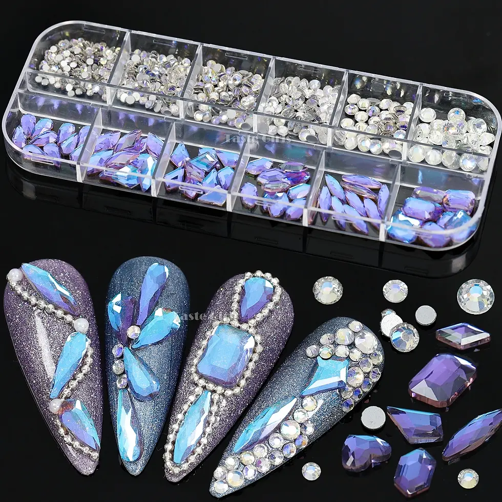 Thumbnail: 1200/660pcs Mix Round Multi-Shaped Nail Art Rhinestone & Decals