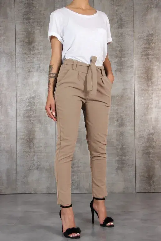 Thumbnail: Women Pencil Pants Spring Autumn High Waist Pocket Slim Solid Trousers ARJ-K03