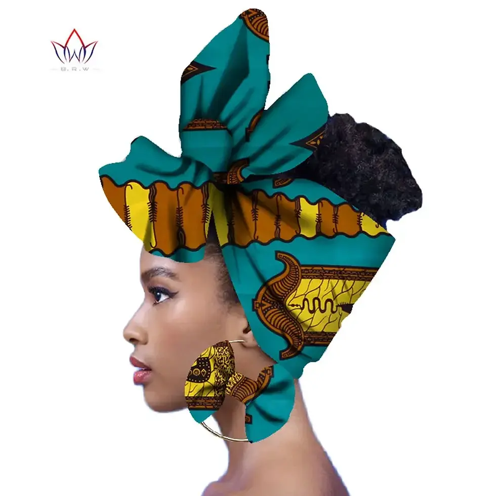 Thumbnail: Fashion African Head Scarf and Wrapping- 2 Pieces