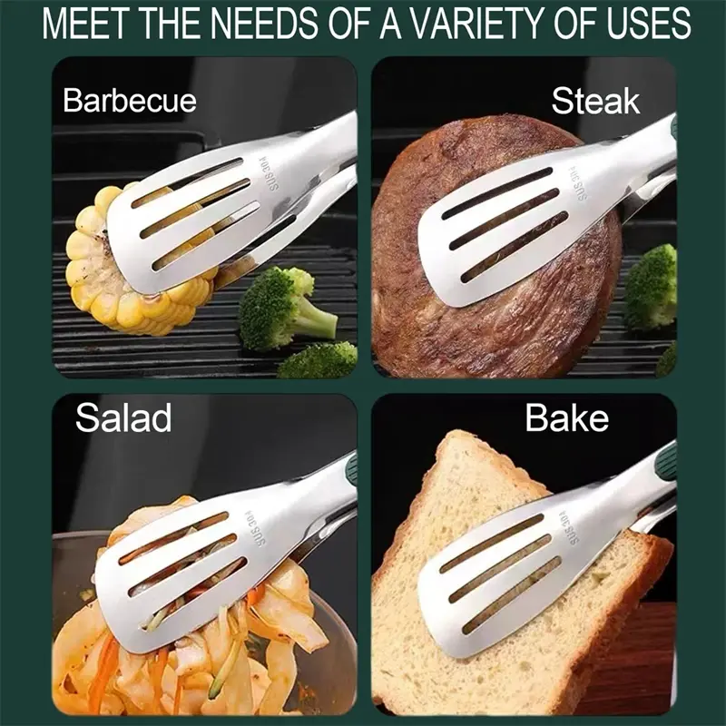Thumbnail: Non-Slip Stainless Steel Food Tongs