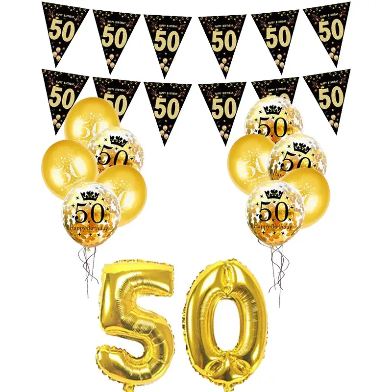 Thumbnail: 30/40/50/60 Years Old Black Gold Birthday Decoration Supplies