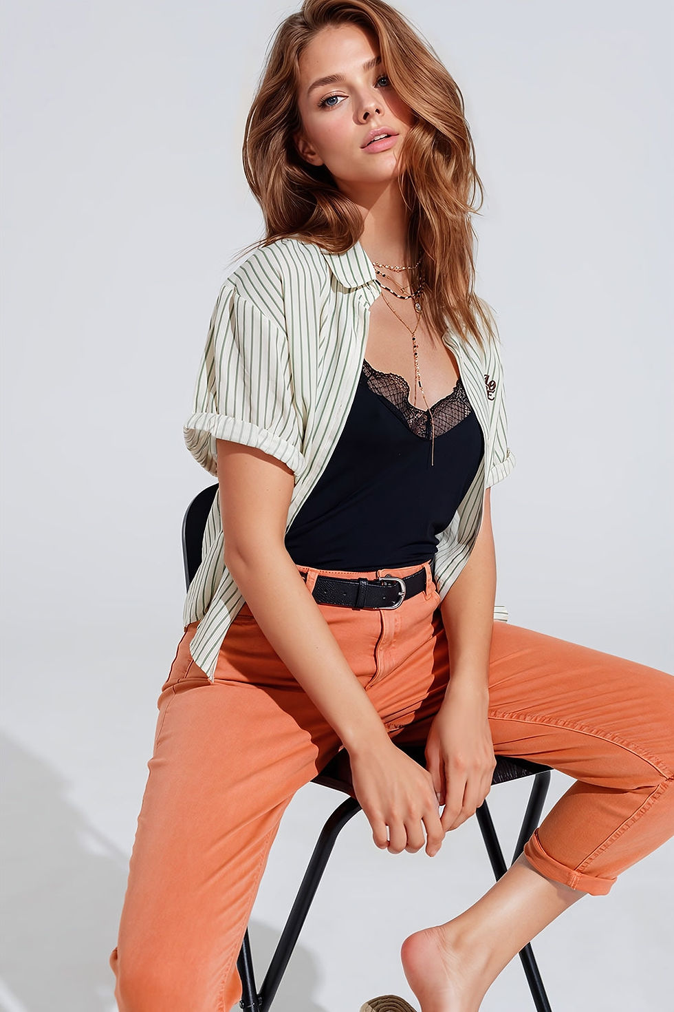 Thumbnail: Ankle Skinny Basic Jeans in Orange