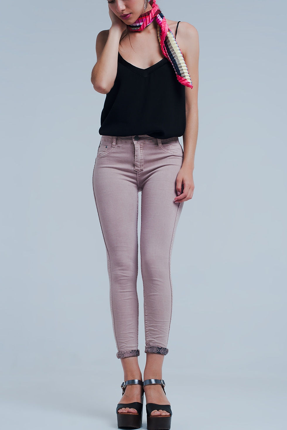 Thumbnail: Reversible Animal Print Pink Jeans