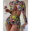 Thumbnail: High Waist Drawstring Print 4 pc Bikini Set