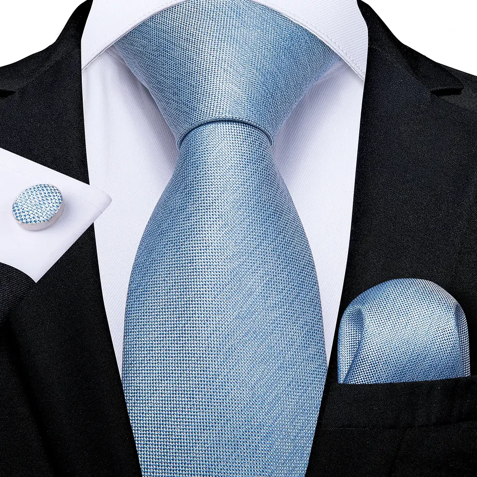 Thumbnail: 8cm Men's Silk Polyester Tie, Pocket Square & Cufflinks Set