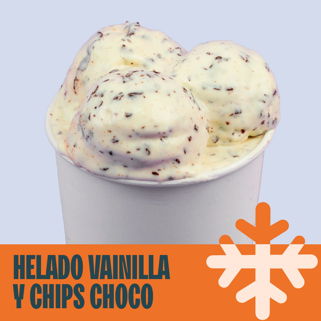 Helado de vainilla y chips de choco