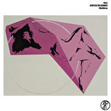Nude figure in a protective fetal position, lying on her side away from the viewer. Arms protecting her face. Pink gem shape surrounds her with a silver aura.