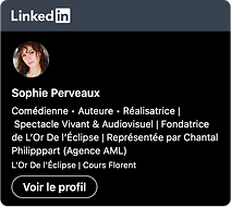 Profil LinkedIn officiel de Sophie Perveaux - Comédienne, Auteure et Réalisatrice.