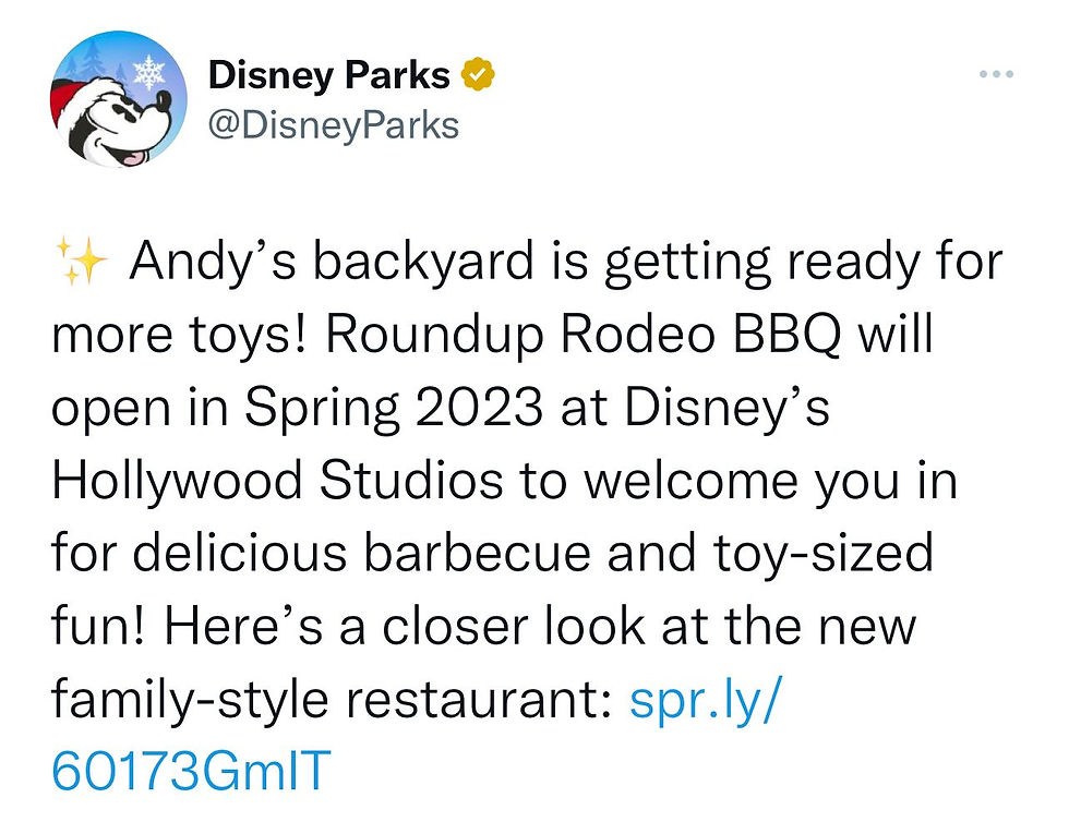 Disney divulga sobre o novo restaurante de Toy Story Land.