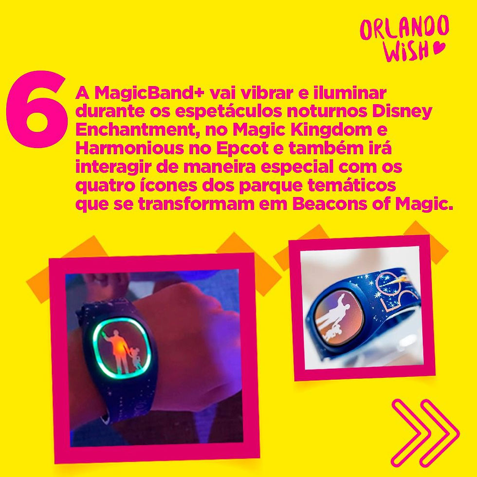 MagicBand+ interage com os espetáculos noturnos de Magic Kingdom e Epcot.
