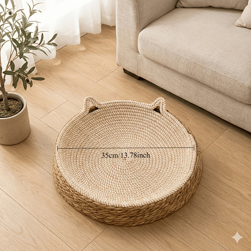 Thumbnail: Suitable for Small to Medium Cats, 2-In-1 Round Cat Scratching Post And Bed- Wov