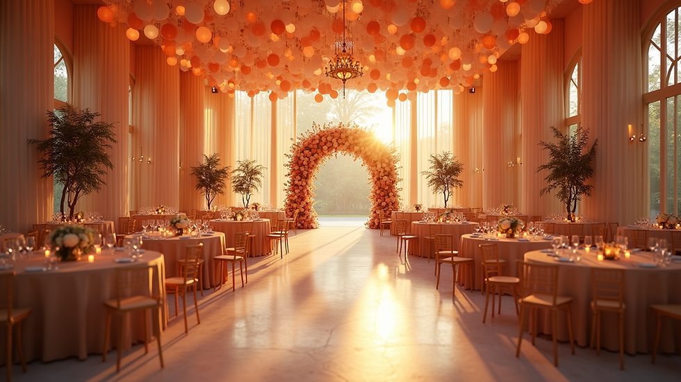Eye-level view of a beautifully decorated event space