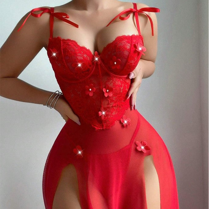 Thumbnail: Red sexy long dress sexy dress sexy lingerie for women