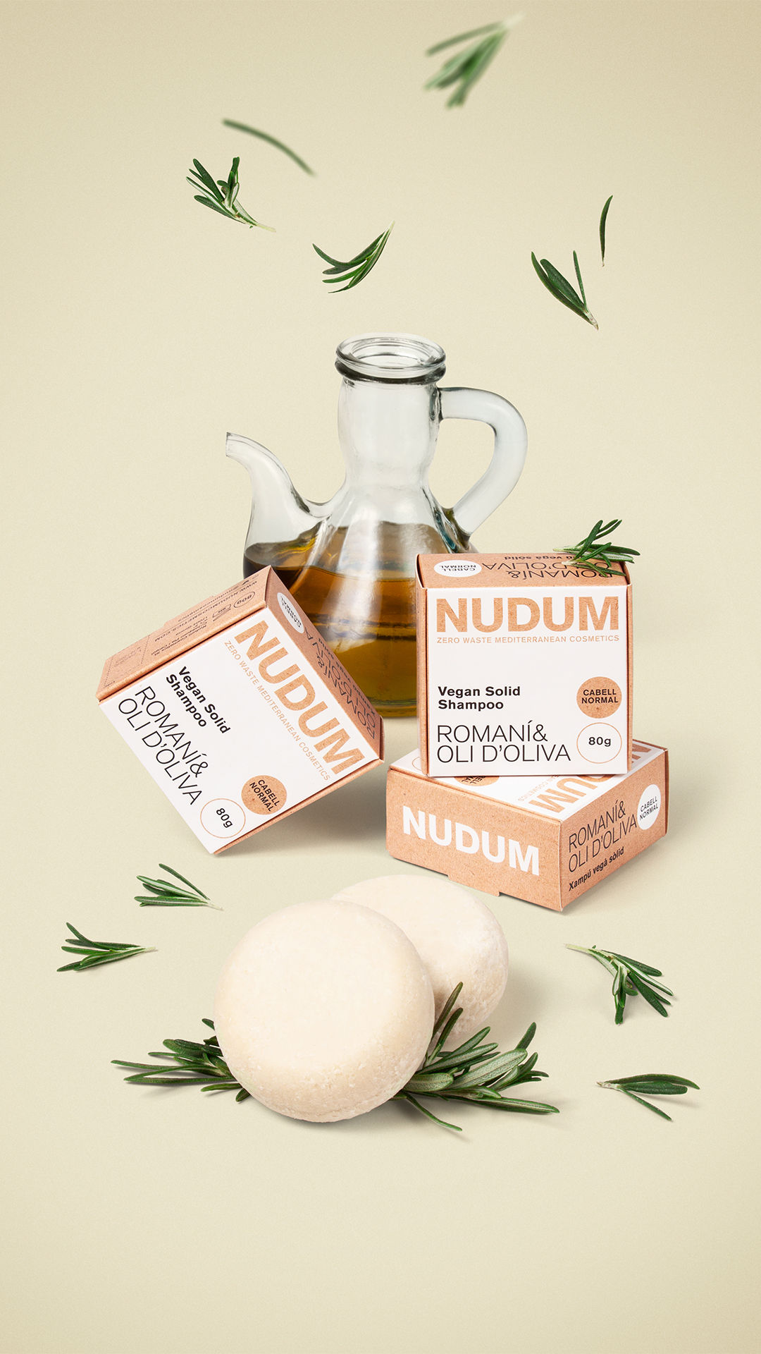 Nudum - Champú Sólido Pelo Normal - Romero y Oliva