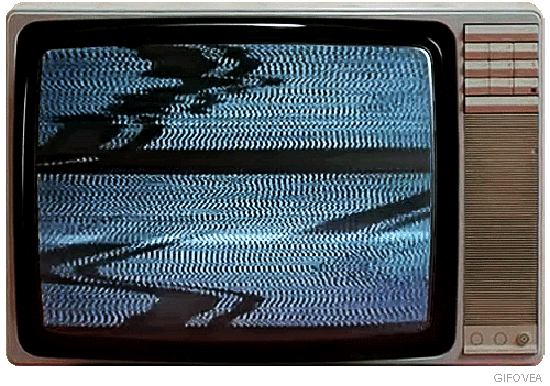 Old CRT television showing static