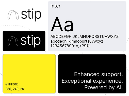 Logo and visual redesign for Stip AI, showcasing the new brand identity and modern aesthetic.