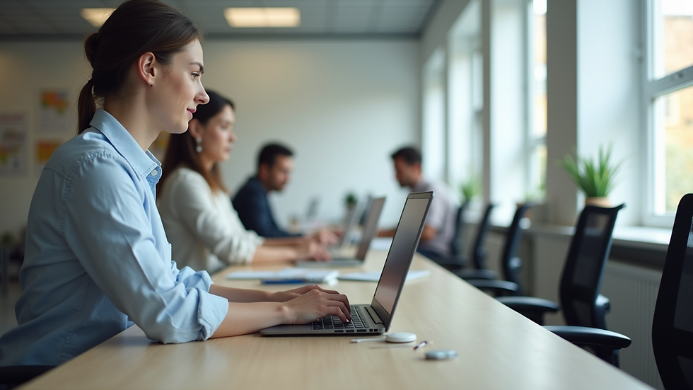 Vue rapprochée d’un bureau organisé avec des outils éducatifs sensoriels