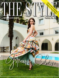 The Style Researcher dergisi Gökçem Çoban kapak çekimi, floral elbise, Sabit Akkaya saç tasarımı.