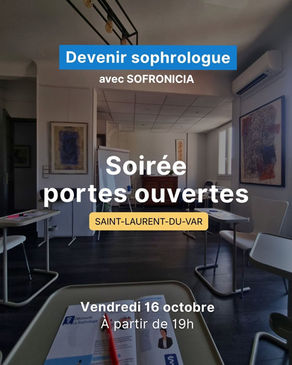 Soirée Portes Ouvertes - Devenir Sophrologue à Nice - 16/10/26
