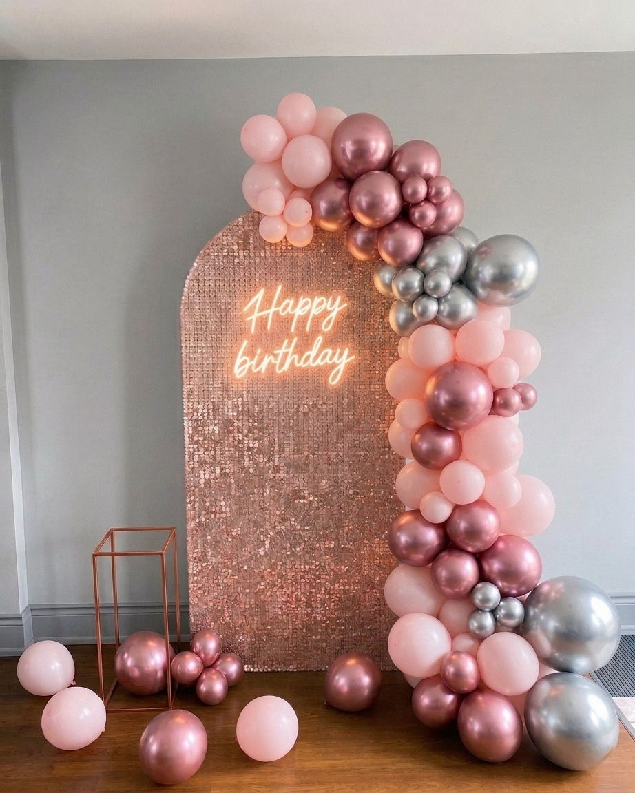 Thumbnail: Sequin Backdrop with Balloon Garland