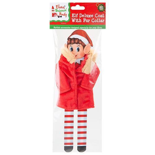 Elf Deluxe Coat With Fur Collar, Christmas Decoration Baby, red coat and striped legs