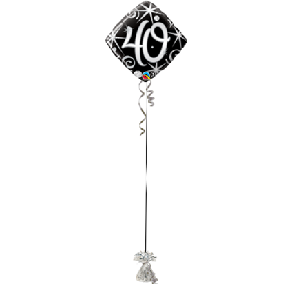 Thumbnail: Black diamond foil balloon with the number 40, Party World Ferndown occasion.
