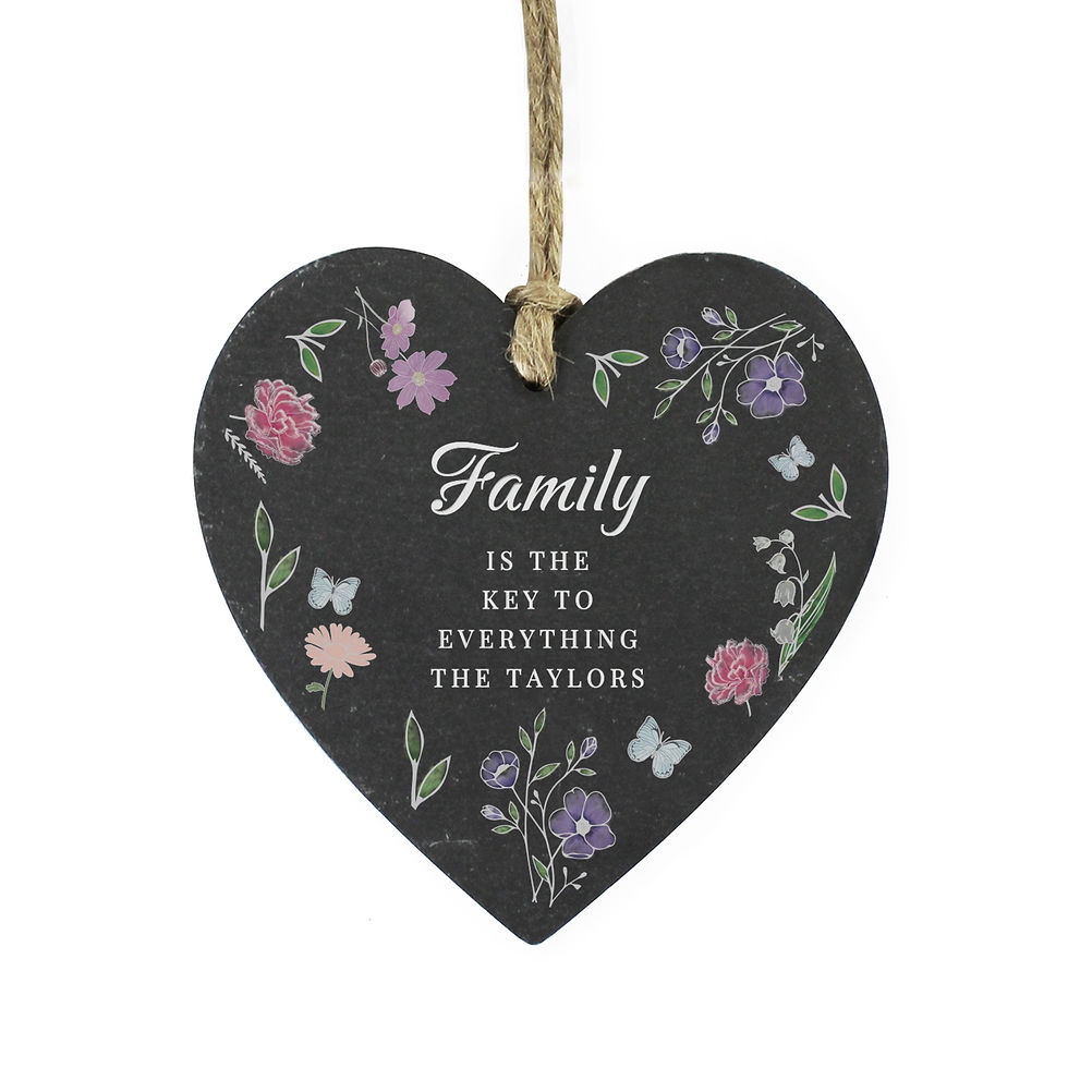 Thumbnail: Personalised Wild Flowers Slate Heart