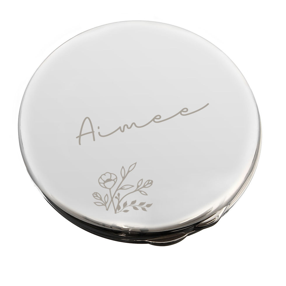 Thumbnail: Personalised Floral Round Compact Mirror