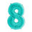 Thumbnail: Large turquoise number eight balloon. 26" Number Eight - Tiffany Blue Balloon with Matching Ribbon and Wei.