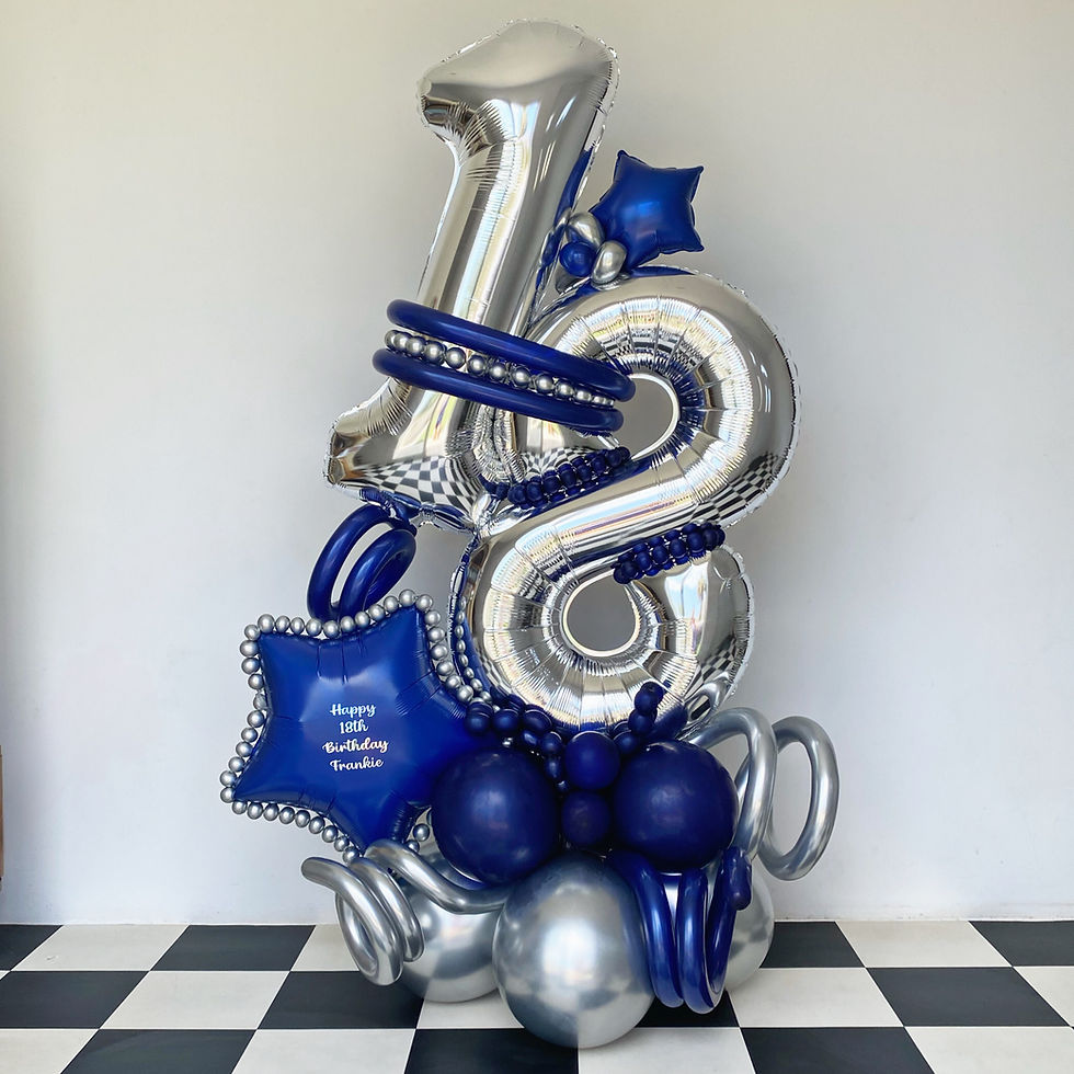 Thumbnail: Silver balloons shaped, 18, with Happy 18th Birthday, Party World Ferndown