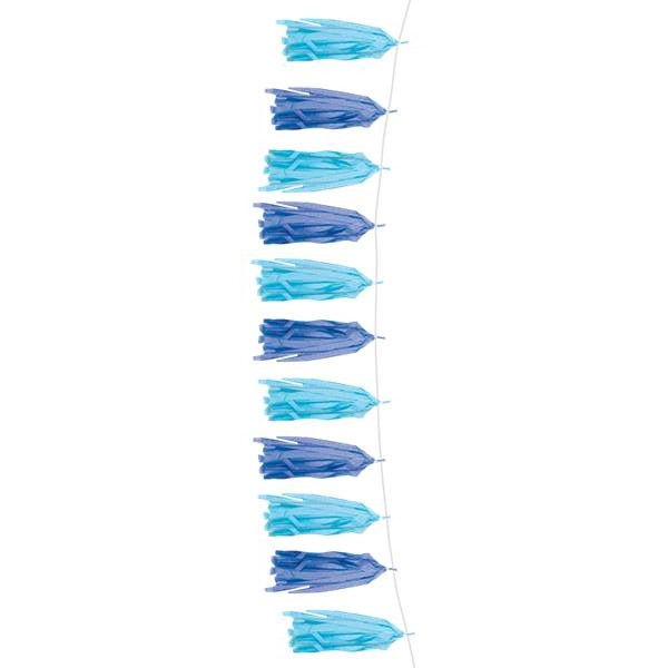 Thumbnail: Light blue and dark blue tassels hanging against a white background.
