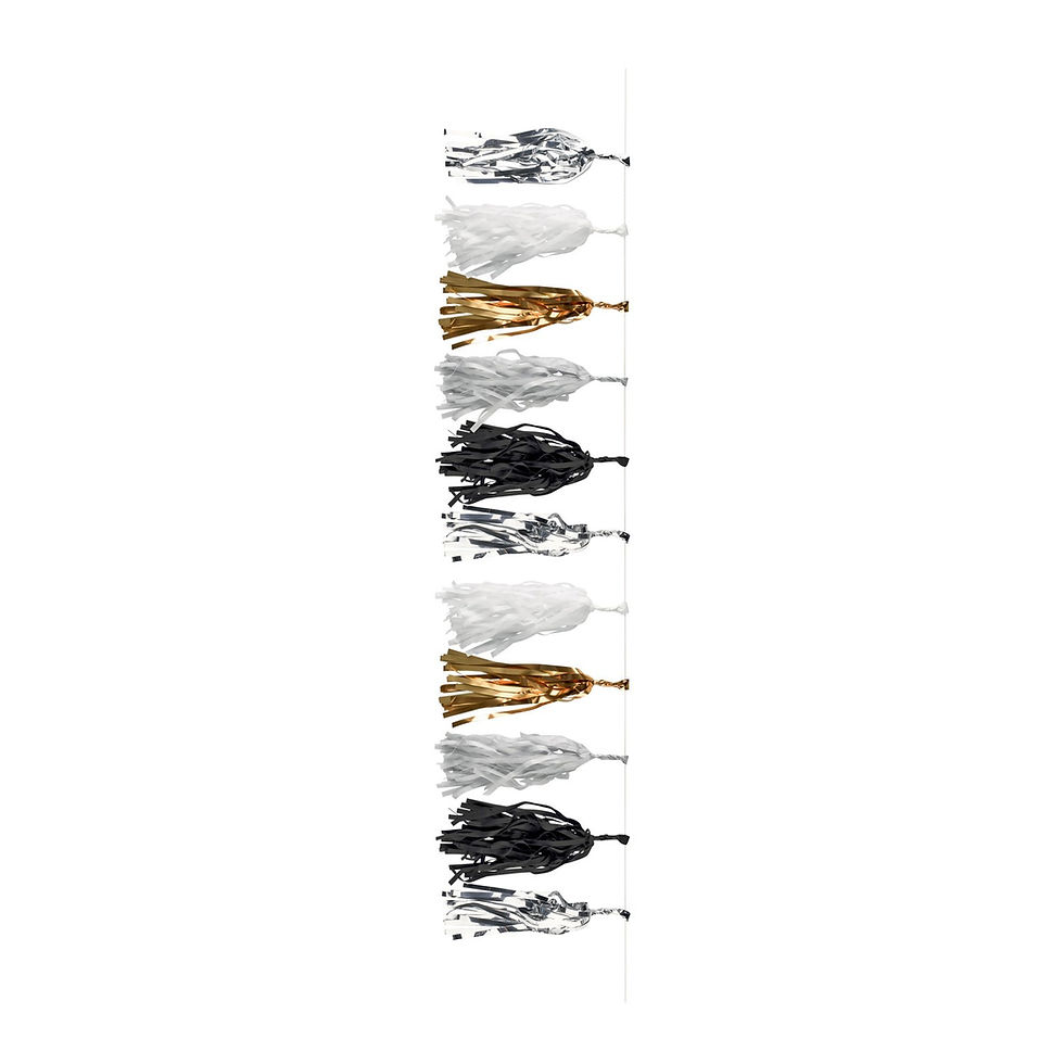 Thumbnail: Vertical row of decorative tassels in various colors against white background
