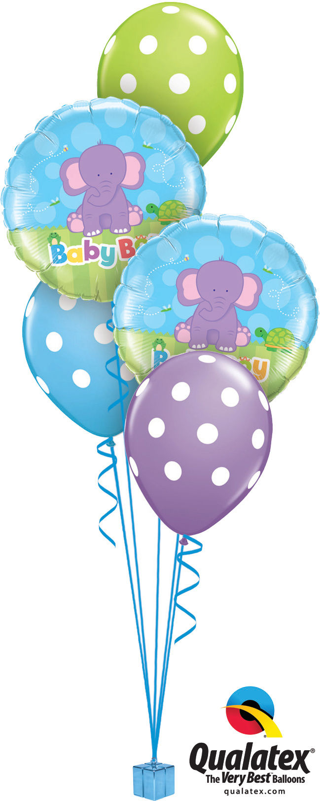 Thumbnail: Baby balloons with polka dots and an elephant, perfect for a baby shower.