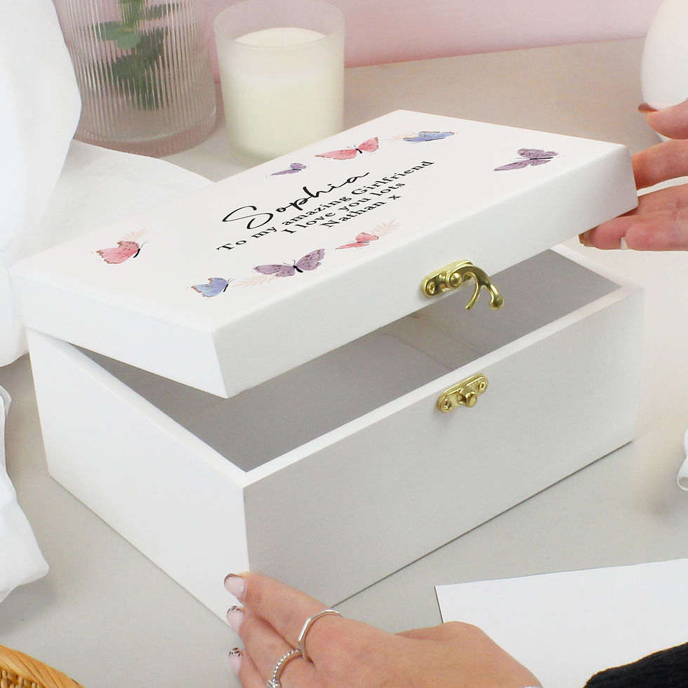 Thumbnail: Personalised Butterfly Wooden Keepsake Box