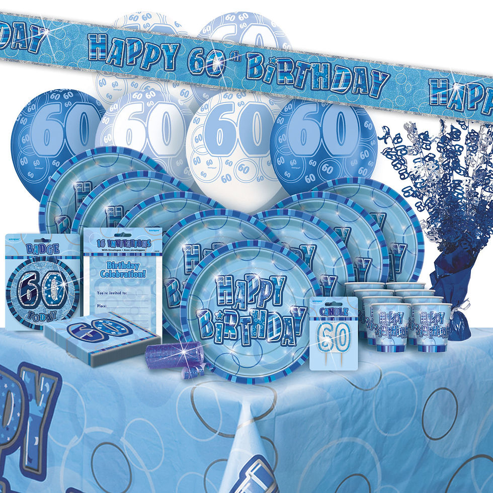 60th Birthday Glitz Blue
