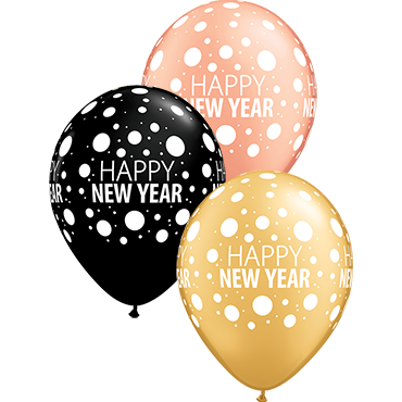 Happy New Year Dots 11" Latex Balloons
