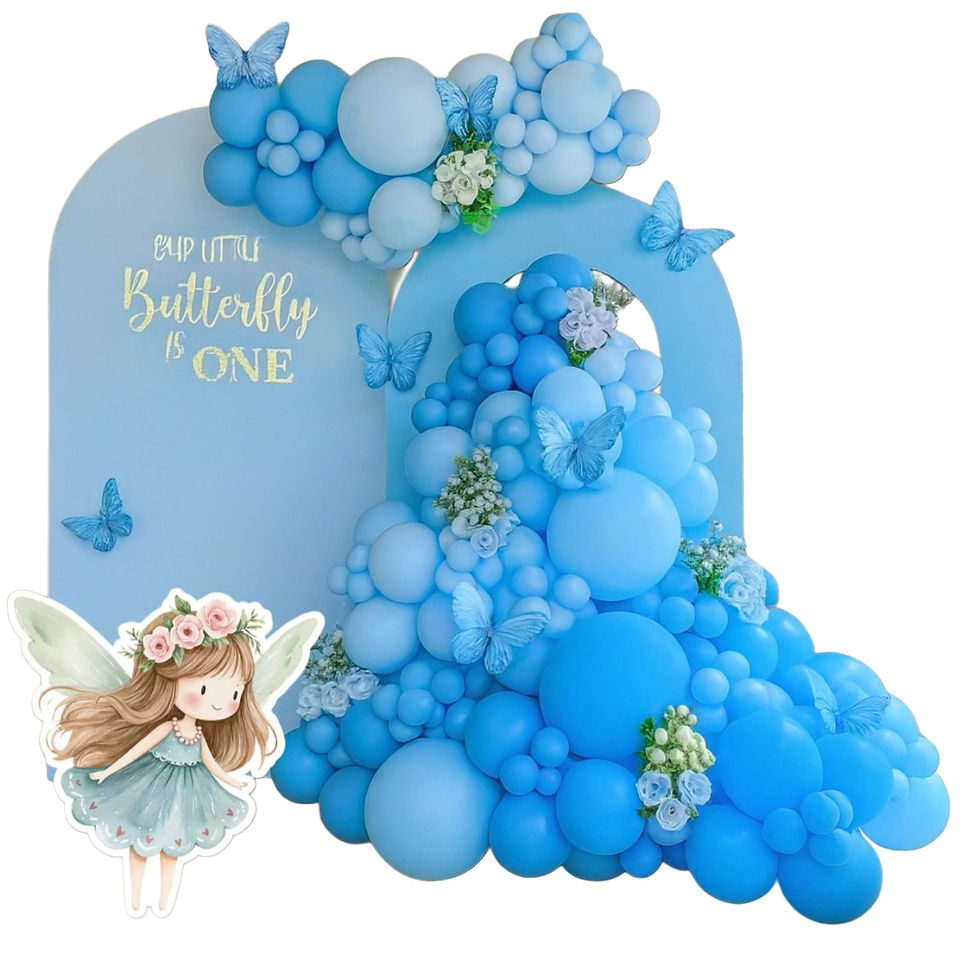 Thumbnail: Our little butterfly 1st Birthday garland with backdrops, butterflies & flowers