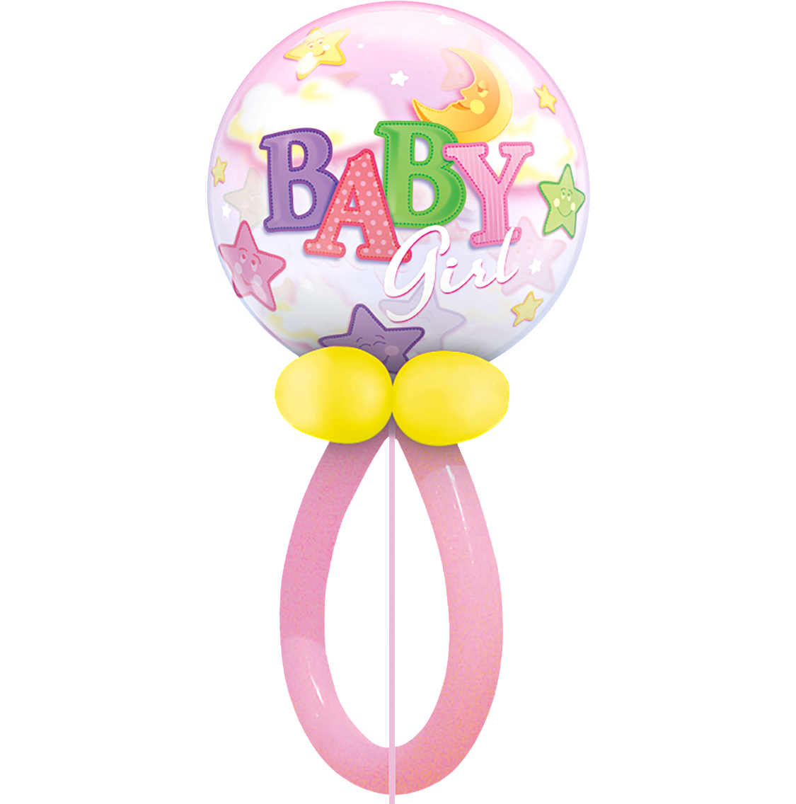 Pink Baby Girl balloon with stars and moon illustration Party World Ferndown