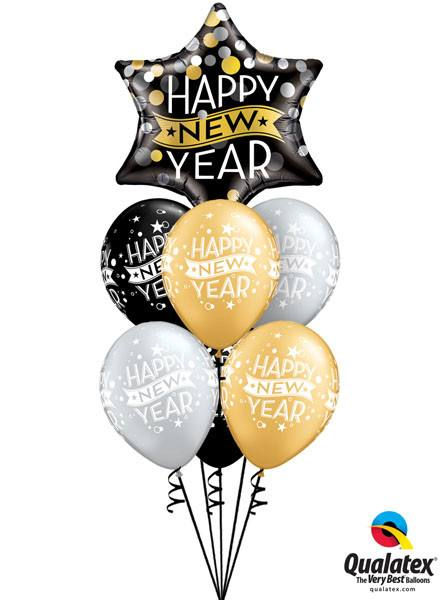 Thumbnail: New Year balloons with "Happy New Year" text, festive party decor.