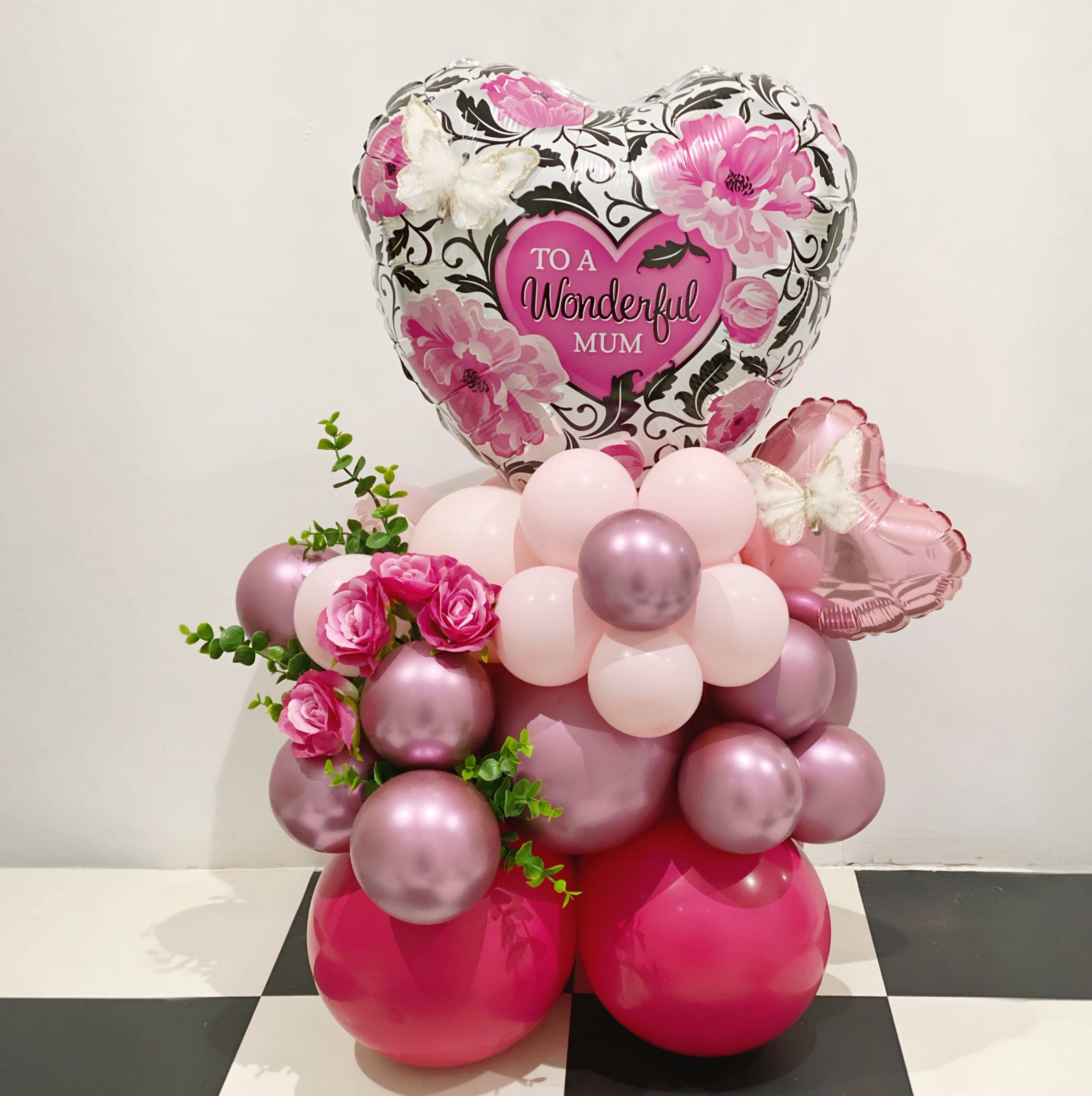 Mother's Day Organic Display with Butterflies & Flowers in a Box