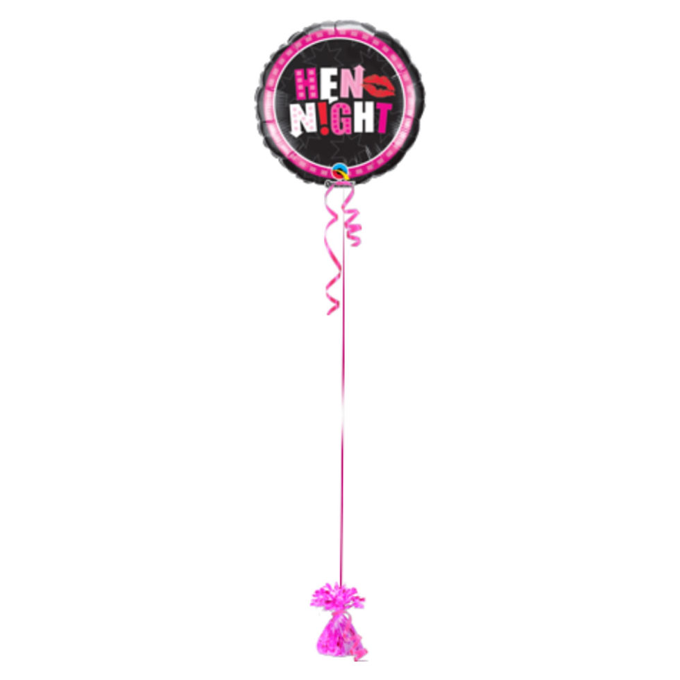 Thumbnail: Hen Night balloon with pink trim and ribbon Party World Ferndown